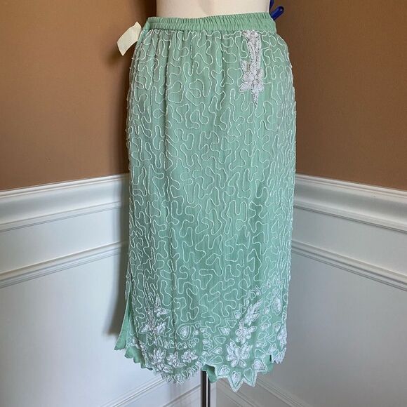 Scala Vintage Silk Beaded Dress Set NWT RARE L - Picture 6 of 8